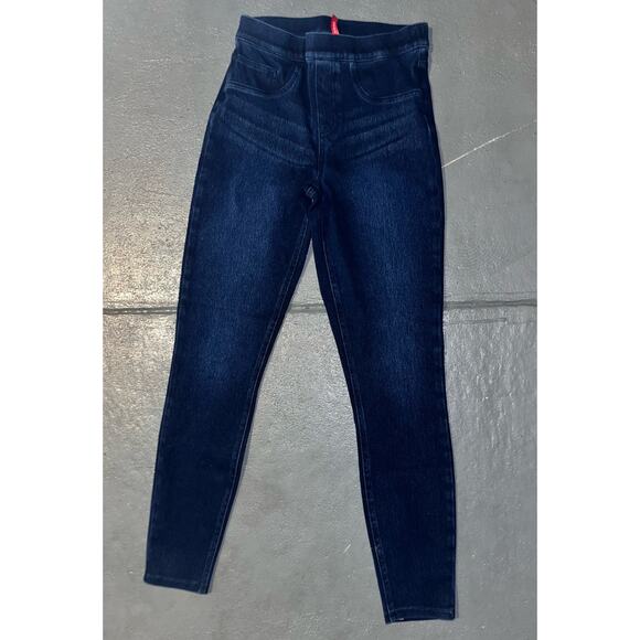 Spanx Leggings Womens Small Blue Pull On Jean-ish Ankle Skinny Stretch Shaping - Picture 1 of 6